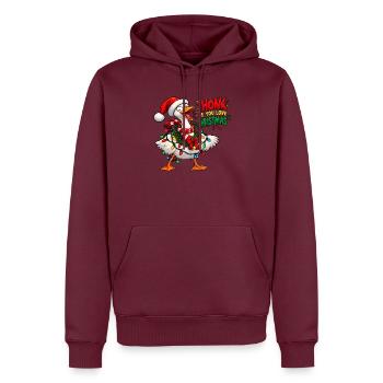 Schreiende Gans – Weihnachtshumor - Männer Premium Bio Hoodie - Burgunderrot - Vorne - Nico (187cm)