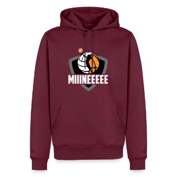 Miiineeee Volleyball Wappen – Spieler Ruf - Männer Premium Bio Hoodie - Burgunderrot - Vorne - Nico (187cm)