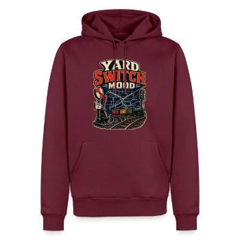YARD SWITCH MOOD - Männer Premium Bio Hoodie - Burgunderrot - Vorne - Nico (187cm)