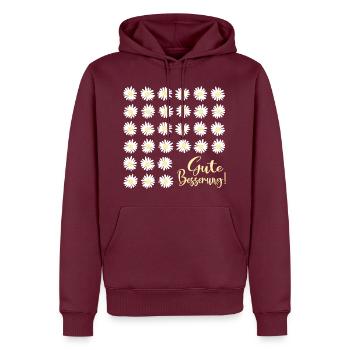 Gute Besserung wünschen, Gänseblümchen - Männer Premium Bio Hoodie - Burgunderrot - Vorne - Nico (187cm)