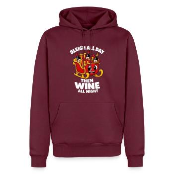 Sleigh All Day Then Wine All Night Weihnachten - Männer Premium Bio Hoodie - Burgunderrot - Vorne - Nico (187cm)