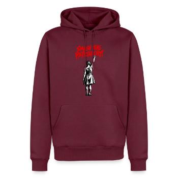 Patriarchat Graffiti: Mädchen-Rebellion - Männer Premium Bio Hoodie - Burgunderrot - Vorne - Nico (187cm)
