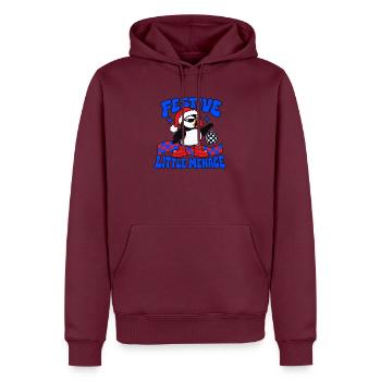 Festliche kleine Bedrohung Lustiger Weihnachtspuffin - Männer Premium Bio Hoodie - Burgunderrot - Vorne - Nico (187cm)