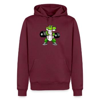 Fitness Krokodil - Männer Premium Bio Hoodie - Burgunderrot - Vorne - Nico (187cm)