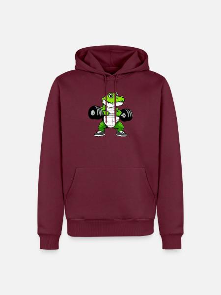 Fitness Krokodil - Männer Premium Bio Hoodie - Burgunderrot