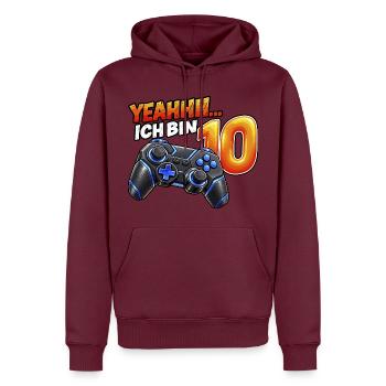 Gaming zum 10. Geburtstag – Yeahhh ich bin 10 - Männer Premium Bio Hoodie - Burgunderrot - Vorne - Nico (187cm)