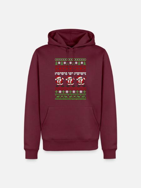 Dabbender Weihnachtsmann – Ugly Christmas Strickmu - Männer Premium Bio Hoodie - Burgunderrot
