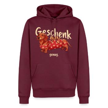 Dackel als Weihnachtsgeschenk für Dackelliebhaber - Männer Premium Bio Hoodie - Burgunderrot - Vorne - Nico (187cm)