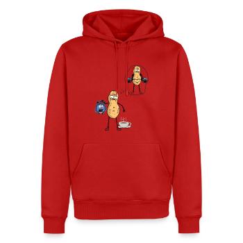 Peanut Morning Grouch Early Bird Bodybuilder - Men’s Premium Organic Hoodie - red - Front - Nico (187cm)