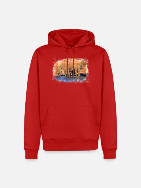 Elefantenherde - Männer Premium Bio Hoodie - Rot