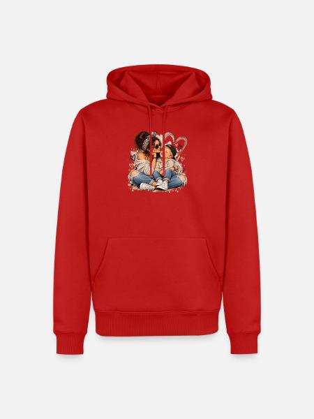 Herzige Mutter-Kind Liebesmomente - Männer Premium Bio Hoodie - Rot