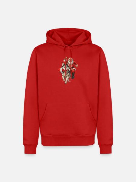 Husky klaut Weihnachtsmannmütze - Männer Premium Bio Hoodie - Rot