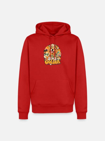 Stay Golden Hund Retro Blüten - Männer Premium Bio Hoodie - Rot