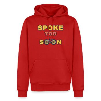 Zu früh gesprochen - Männer Premium Bio Hoodie - Rot - Vorne - Nico (187cm)