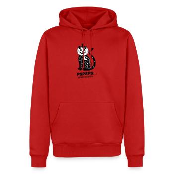 Pspsps oder Saures – Schwarze Katze Halloween - Männer Premium Bio Hoodie - Rot - Vorne - Nico (187cm)
