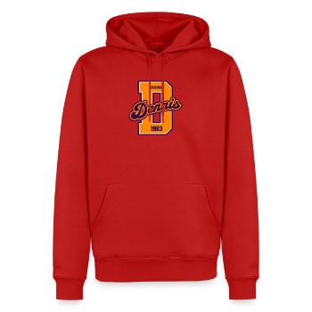 Dennis 1983 Original Retro College Design - Männer Premium Bio Hoodie - Rot - Vorne - Nico (187cm)