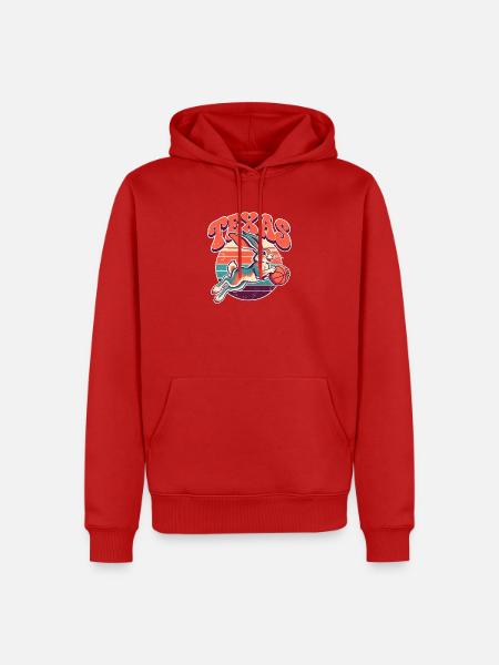 Texas Hase Retro Basketball - Männer Premium Bio Hoodie - Rot
