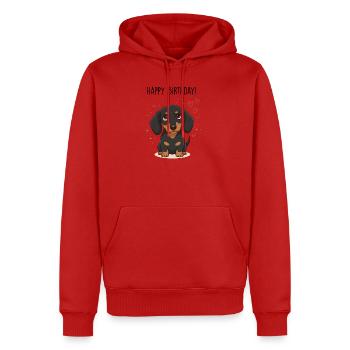 Süßer Dackel, Geburtstags-Welpenkarte & Tee - Männer Premium Bio Hoodie - Rot - Vorne - Nico (187cm)