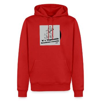 Vogelweide - Männer Premium Bio Hoodie - Rot - Vorne - Nico (187cm)