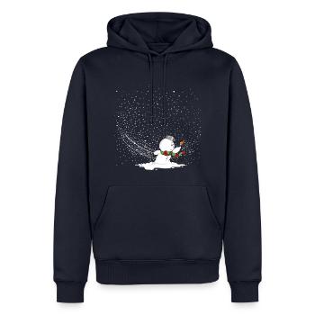 Schneemann im Sturm - Männer Premium Bio Hoodie - Navy - Vorne - Nico (187cm)