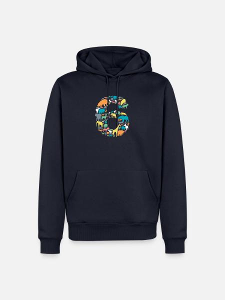 6 Jahre Jungen 6.Geburtstag Kindergeburtstag Tiere - Männer Premium Bio Hoodie - Navy