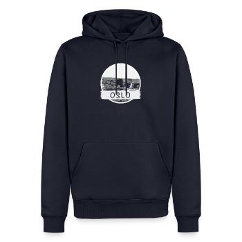 Oslo City - Männer Premium Bio Hoodie - Navy - Vorne - Nico (187cm)