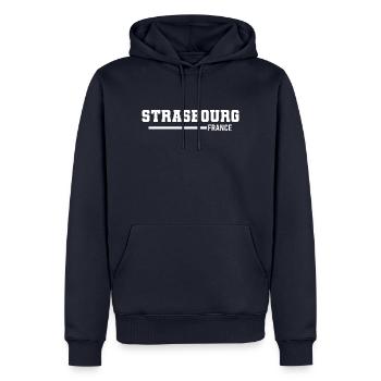 Straßburg | Frankreich - Männer Premium Bio Hoodie - Navy - Vorne - Nico (187cm)