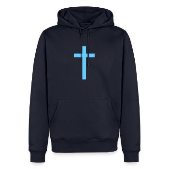 simple cross - Männer Premium Bio Hoodie - Navy - Vorne - Nico (187cm)