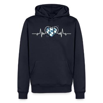 Bayern Herzschlag Rauten - Männer Premium Bio Hoodie - Navy - Vorne - Nico (187cm)