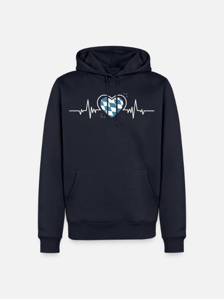 Bayern Herzschlag Rauten - Männer Premium Bio Hoodie - Navy