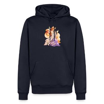 Kitsune-Frau im Kimono – Anime | Noventra - Männer Premium Bio Hoodie - Navy - Vorne - Nico (187cm)
