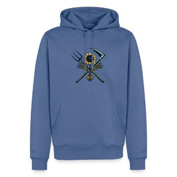Landwirtschaft Logo - Männer Premium Bio Hoodie - Taubenblau - Vorne - Nico (187cm)