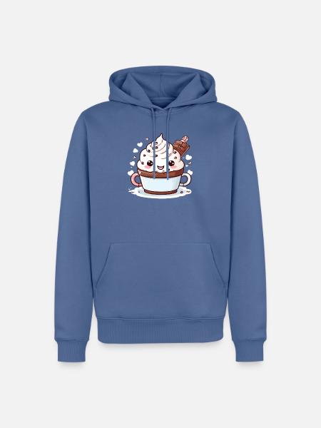 Charmanter Kakao-Begleiter - Männer Premium Bio Hoodie - Taubenblau