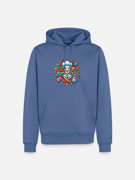 Chef Logo - Sweat à capuche Premium bio Homme - bleu pigeon