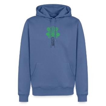 BAUM. NATUR. ÖKOLOGIE - Männer Premium Bio Hoodie - Taubenblau - Vorne - Nico (187cm)