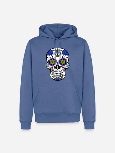 mexikanischer Schädel - Männer Premium Bio Hoodie - Taubenblau