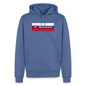 Stadt Bratislava in slowakischer Flagge - Männer Premium Bio Hoodie - Taubenblau - Vorne - Nico (187cm)