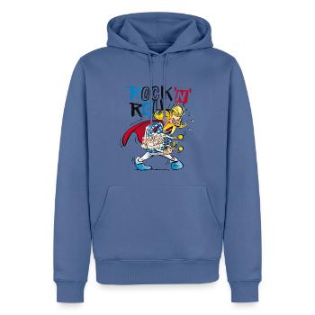 Asterix & Obelix - Troubadix Rock'n' Roll Tee shir - Sweat à capuche Premium bio Homme - bleu pigeon - Devant - Nico (187cm)