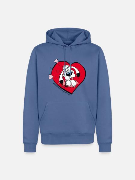 Asterix & Obelix - Idefix Amoureux - Sweat à capuche Premium bio Homme - bleu pigeon