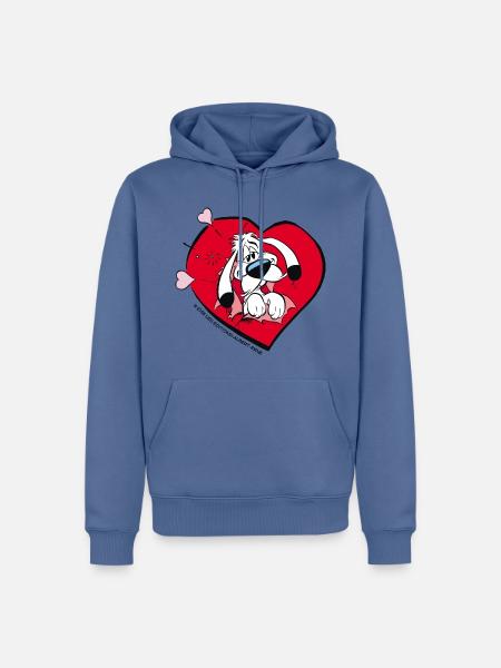 Asterix & Obelix - Idefix Mit Herz - Männer Premium Bio Hoodie - Taubenblau