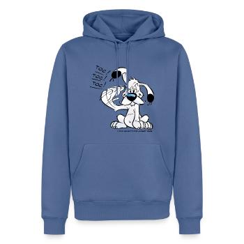 Asterix & Obelix Idefix Klopft Toc Toc Toc - Männer Premium Bio Hoodie - Taubenblau - Vorne - Nico (187cm)