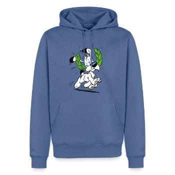 Asterix & Obelix Idefix Mit Lorbeerkranz - Männer Premium Bio Hoodie - Taubenblau - Vorne - Nico (187cm)