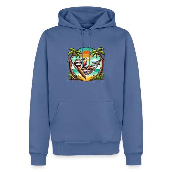 Faultier in der Hängematte - Männer Premium Bio Hoodie - Taubenblau - Vorne - Nico (187cm)