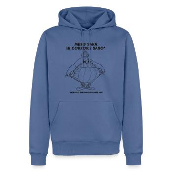 Obelix - Ein Gesunder in einem gesunden Körper. - Strichzeichnungen - Männer Premium Bio Hoodie - Taubenblau - Vorne - Nico (187cm)