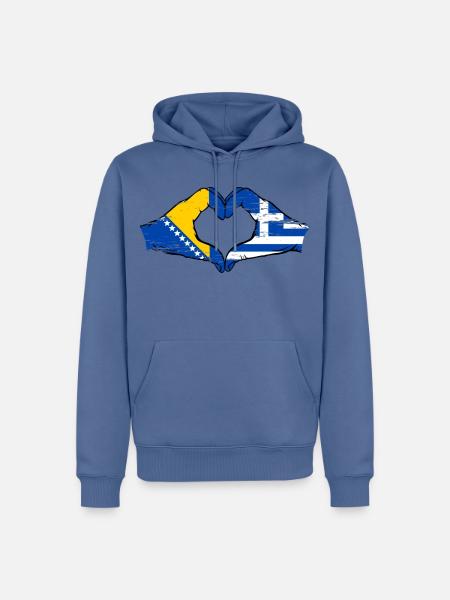 Bosnien Griechenland Flagge Hände Herzform used - Männer Premium Bio Hoodie - Taubenblau