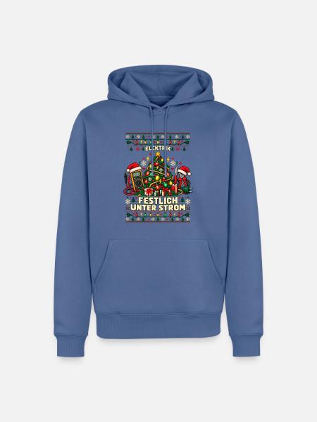 Elektrik - Festlich unter Strom - Männer Premium Bio Hoodie - Taubenblau