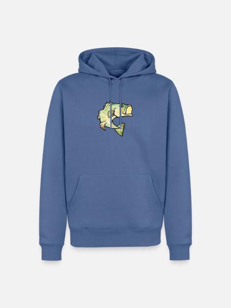 Aquarell Fischspritzer - Männer Premium Bio Hoodie - Taubenblau