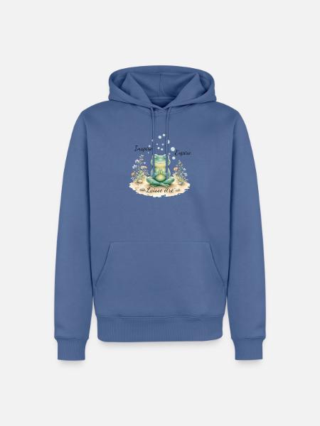 Meditativer Zen-Frosch - Männer Premium Bio Hoodie - Taubenblau