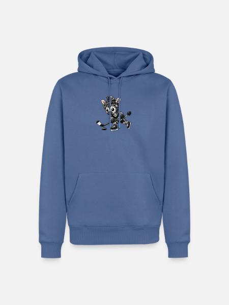 Cooles Zebra Eishockey Spieler Cartoon - Männer Premium Bio Hoodie - Taubenblau