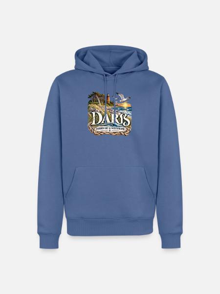 Darß Küstenlogo Nautik - Männer Premium Bio Hoodie - Taubenblau